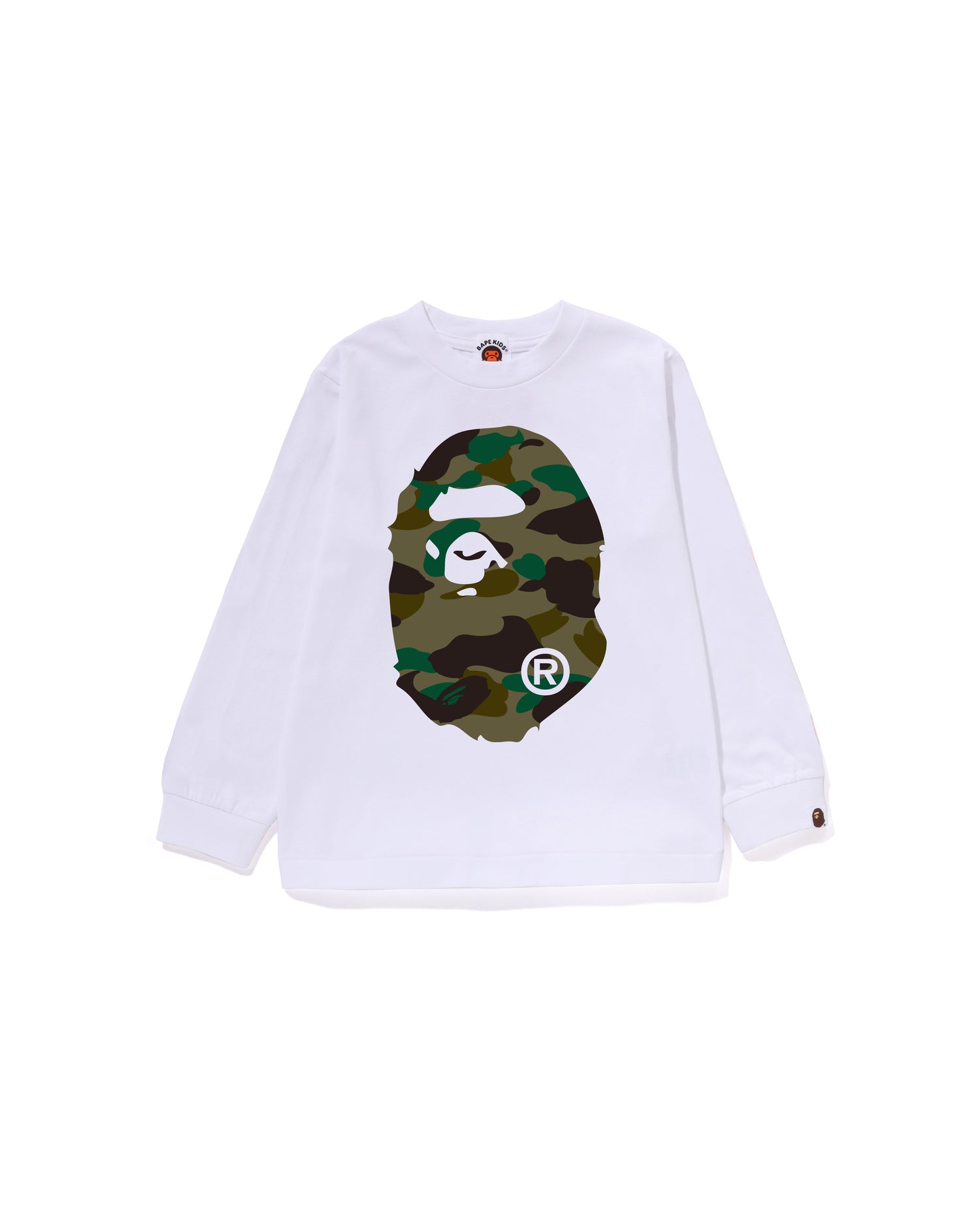 A BATHING APE® Kids 1st Camo Big Ape Head Ls Tee | Bape official