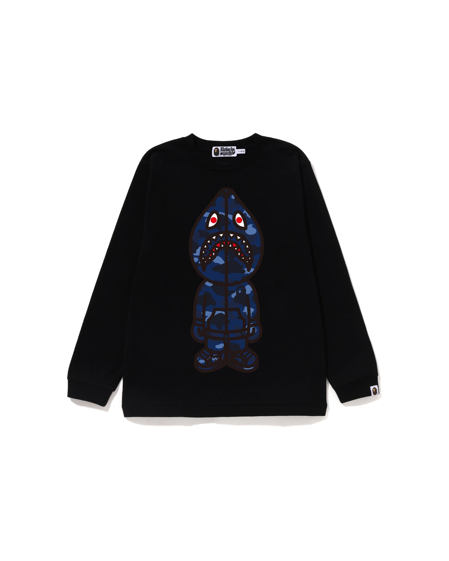A Bathing Ape ブラック トレーナー L A BATHING APE® Kids Color Camo Shark Seijin Ls Tee Jr | Bape