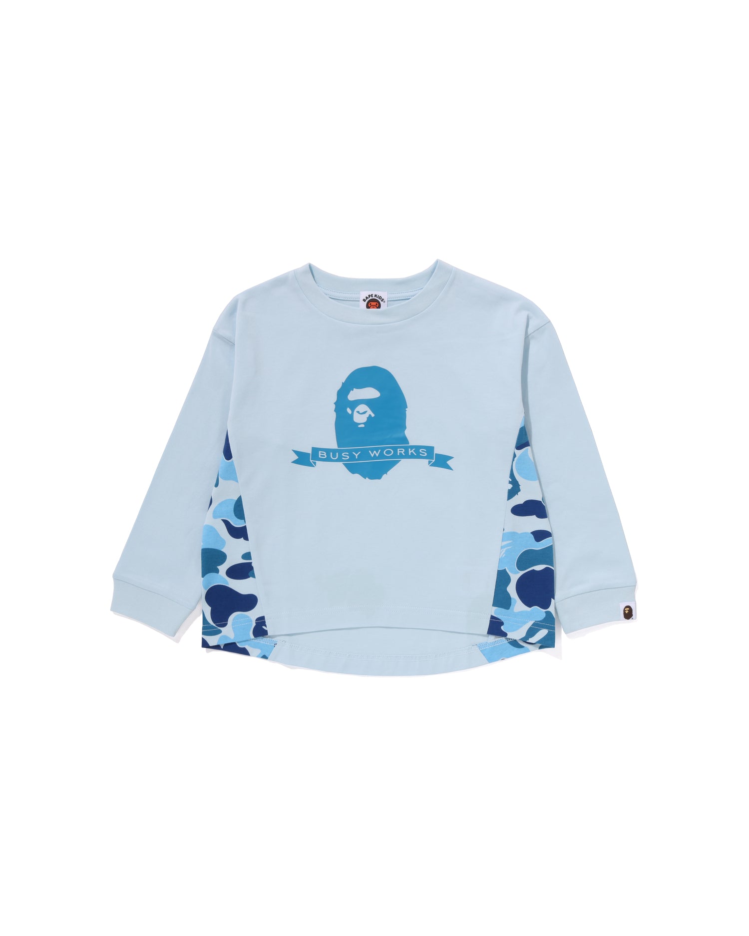 A BATHING APE® Kids Abc Camo Ape Head Relaxed Fit Ls Tee