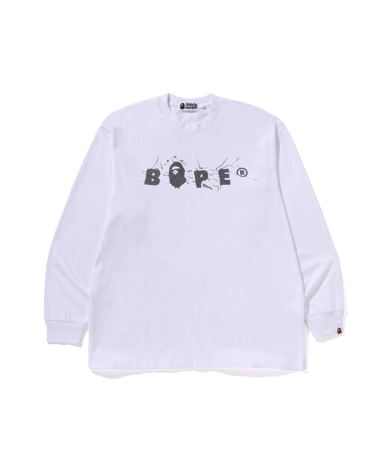 A BATHING APE® Wrinkle BAPE Logo Relaxed Fit Ls Tee | Bape