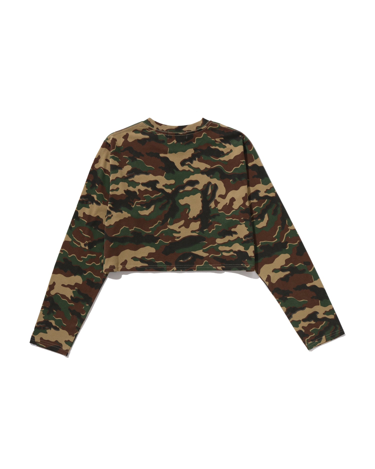A BATHING APE® Glitch Woodland Camo BAPE Cropped L/s Tee | Bape