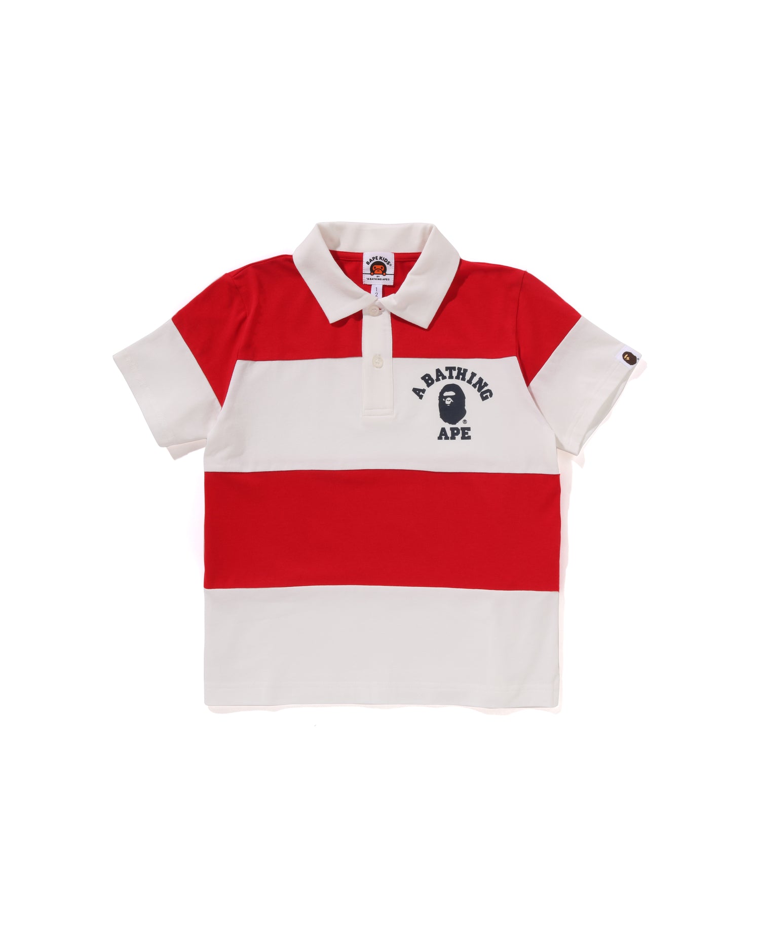 A BATHING APE® Kids College Panel Stripe Polo Shirt | Bape