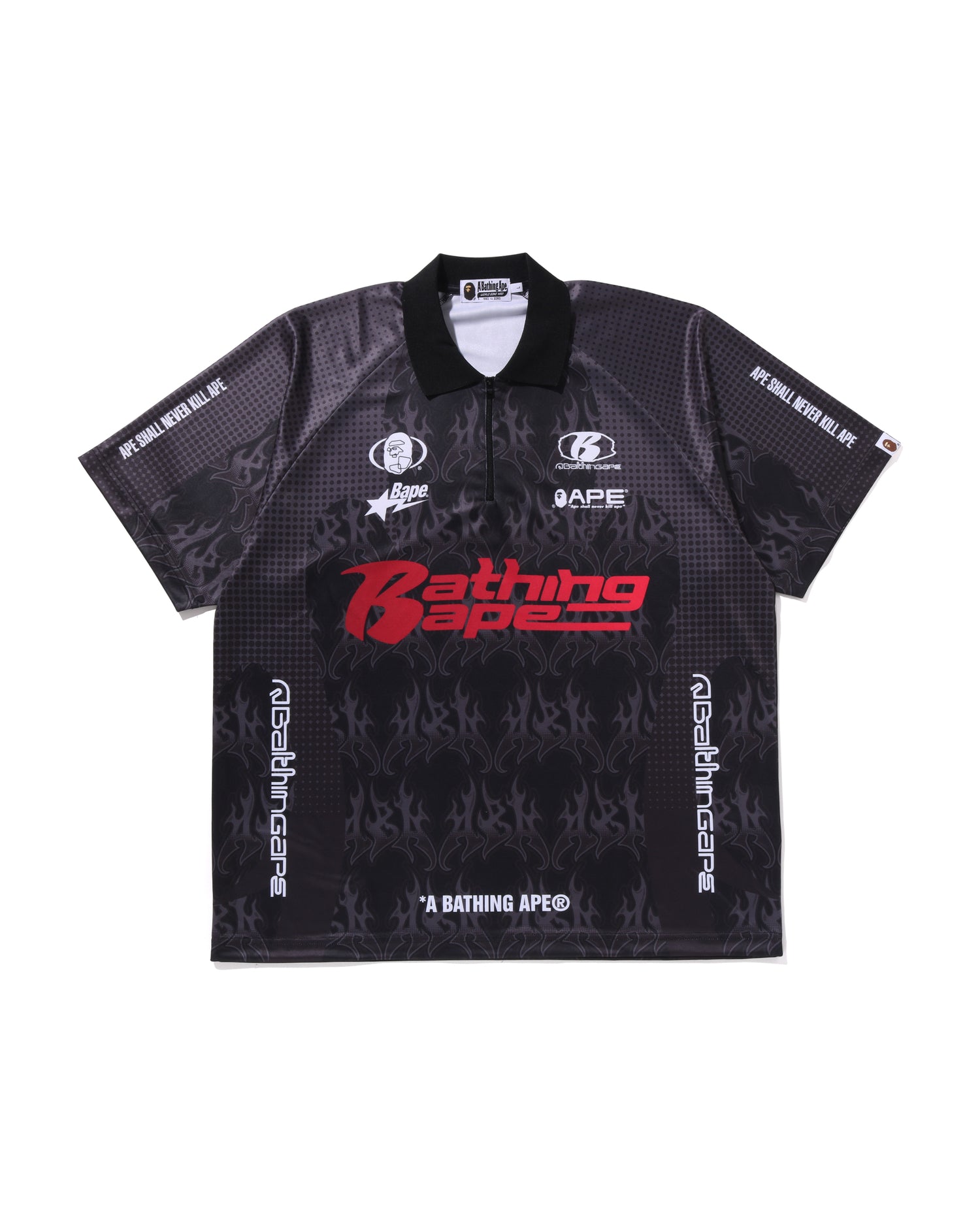 A BATHING APE® Flame Pattern Overall Print Half Zip Relax