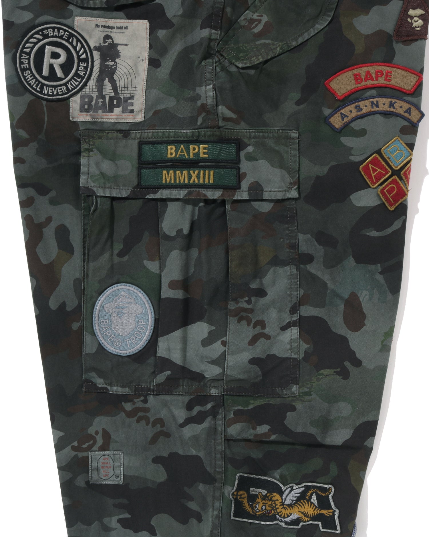 A BATHING APE® Hybrid Camo Multi Badge Cargo Pants | Bape official