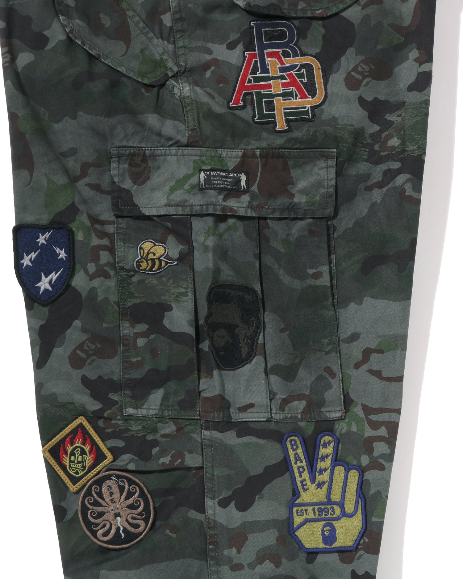 A BATHING APE® Hybrid Camo Multi Badge Cargo Pants | Bape official
