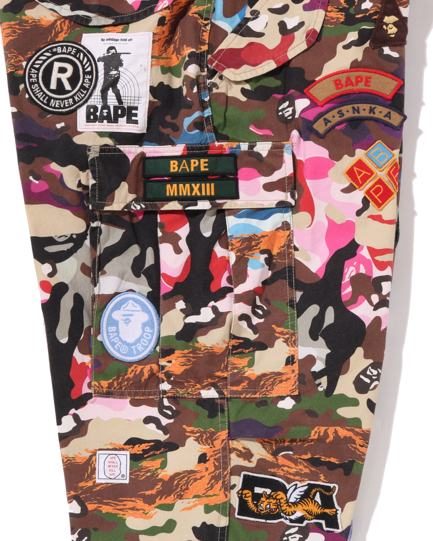 A BATHING APE® Hybrid Camo Multi Badge Cargo Pants | Bape official