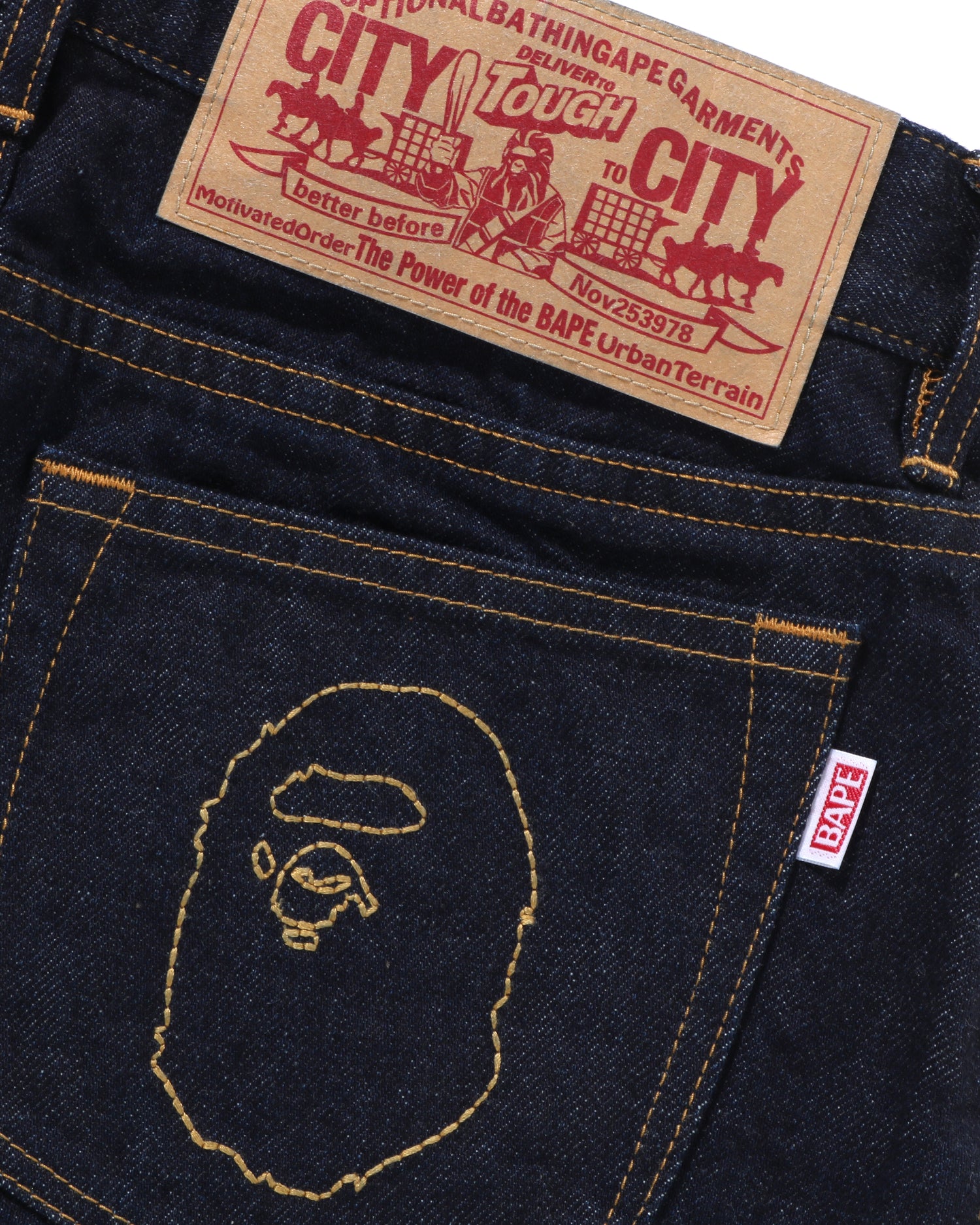 【BAPE】APE HEAD EMBROIDERY 12 OZ DENIM SKIRT 要在庫確認 A BATHING APE® Ape Head Embroidery 12 Oz Denim Skirt | Bape