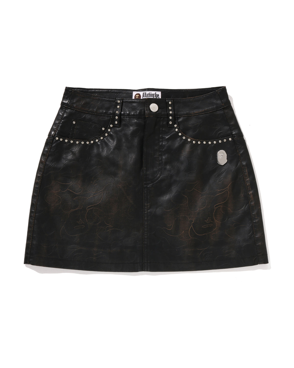 Solid Camo Embrossed Washed Rhinestone Skirt