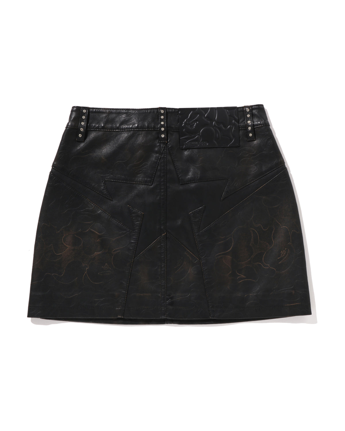 Solid Camo Embrossed Washed Rhinestone Skirt