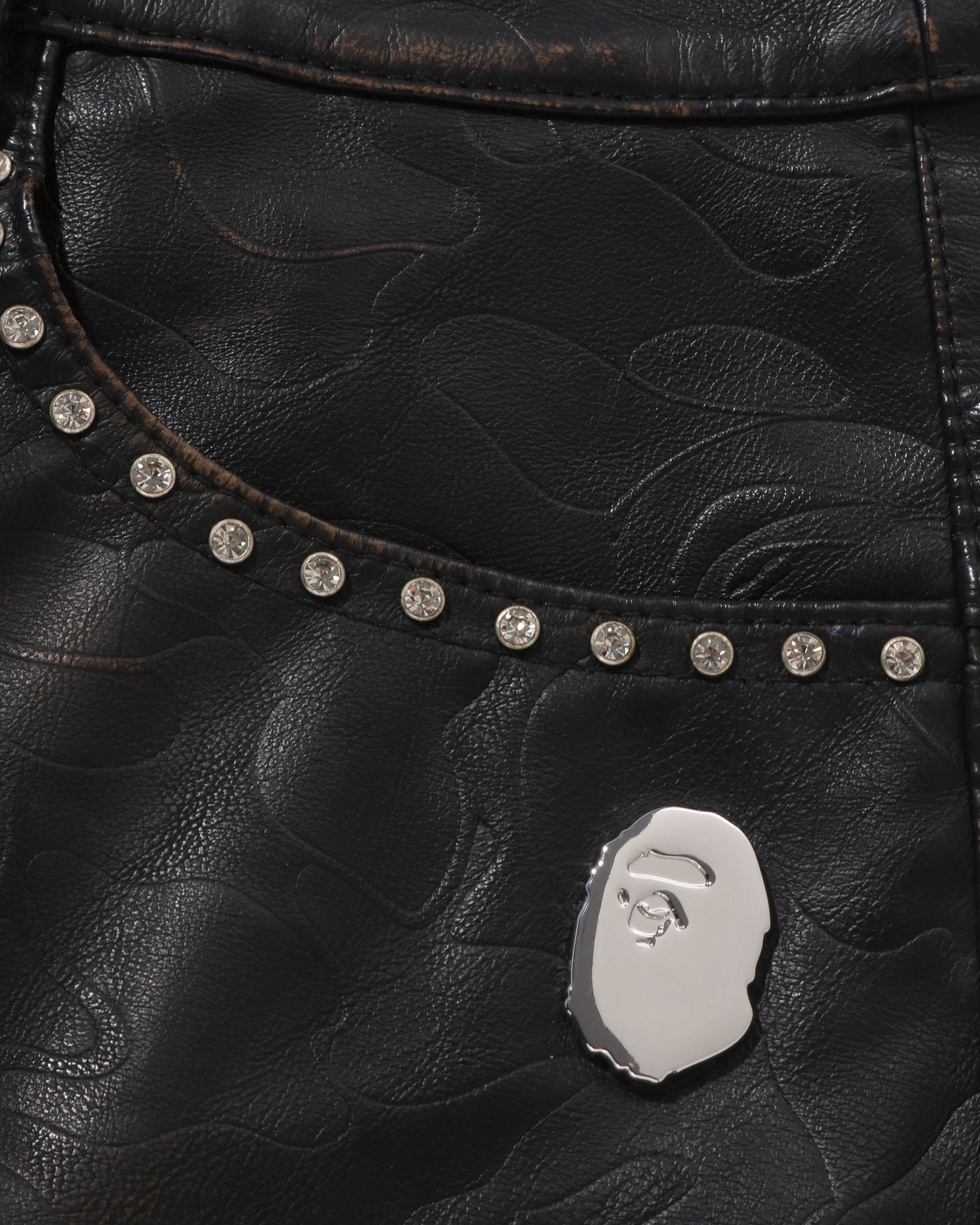 A BATHING APE® Solid Camo Embrossed Washed Rhinestone Skirt | Bape