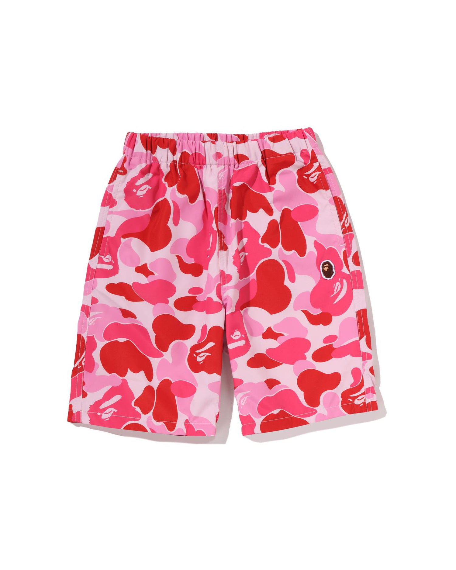 A BATHING APE® Kids Abc Camo Ape Head One Point Beach Shorts