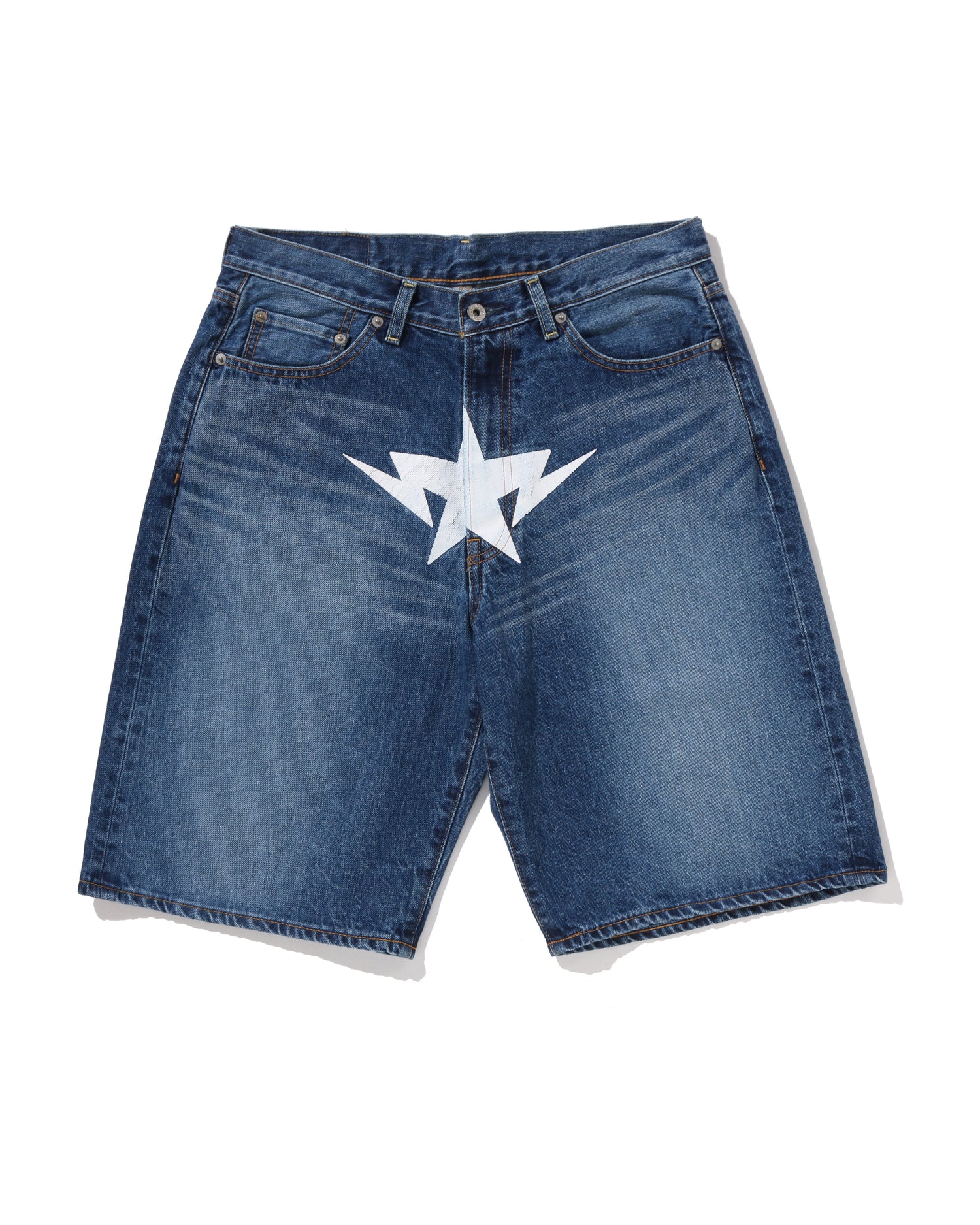 A BATHING APE® Twin STA Relaxed Fit Denim Shorts | Bape official
