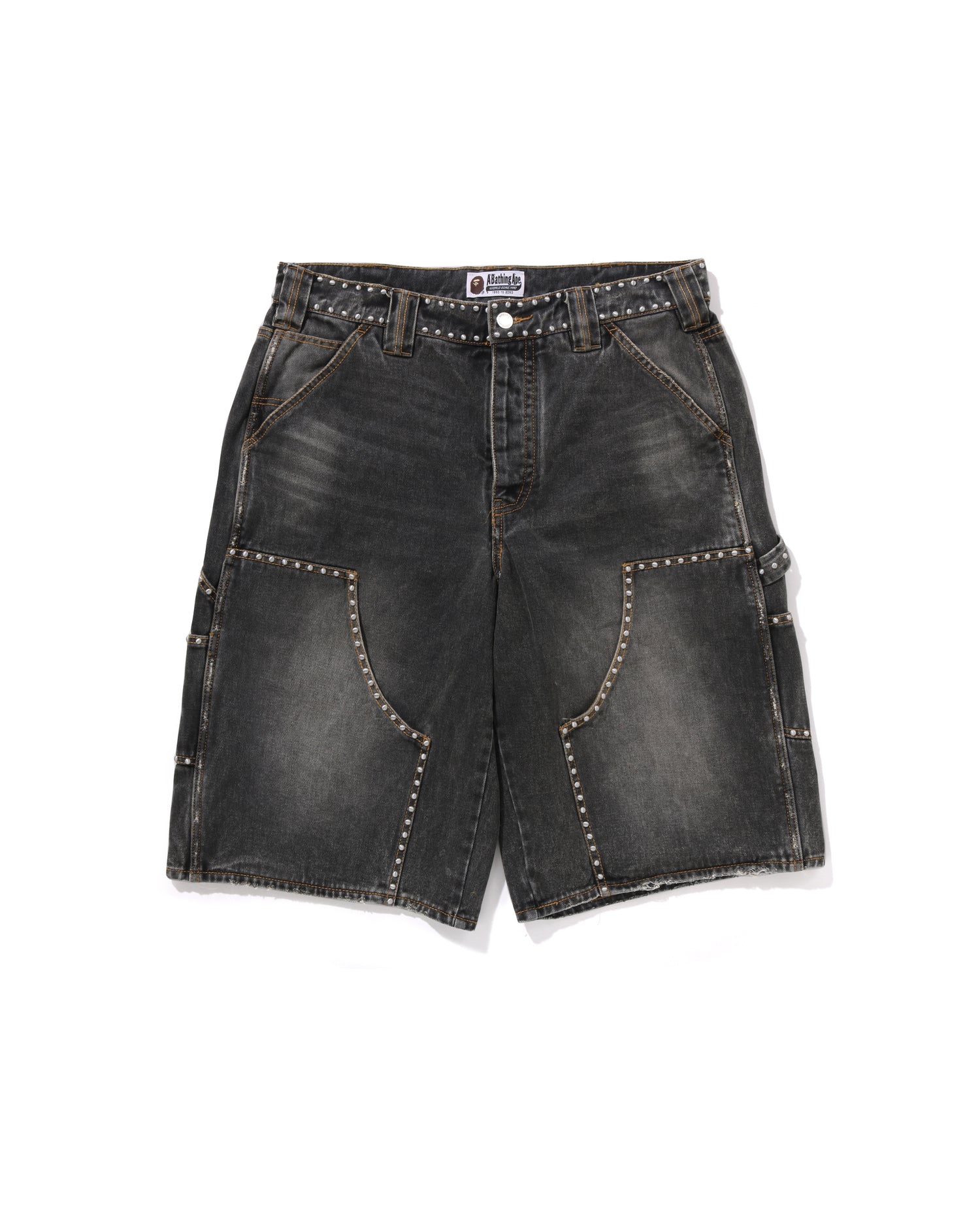 A BATHING APE® Studded Heavy Wash Relaxed Fit 13oz Denim Shorts