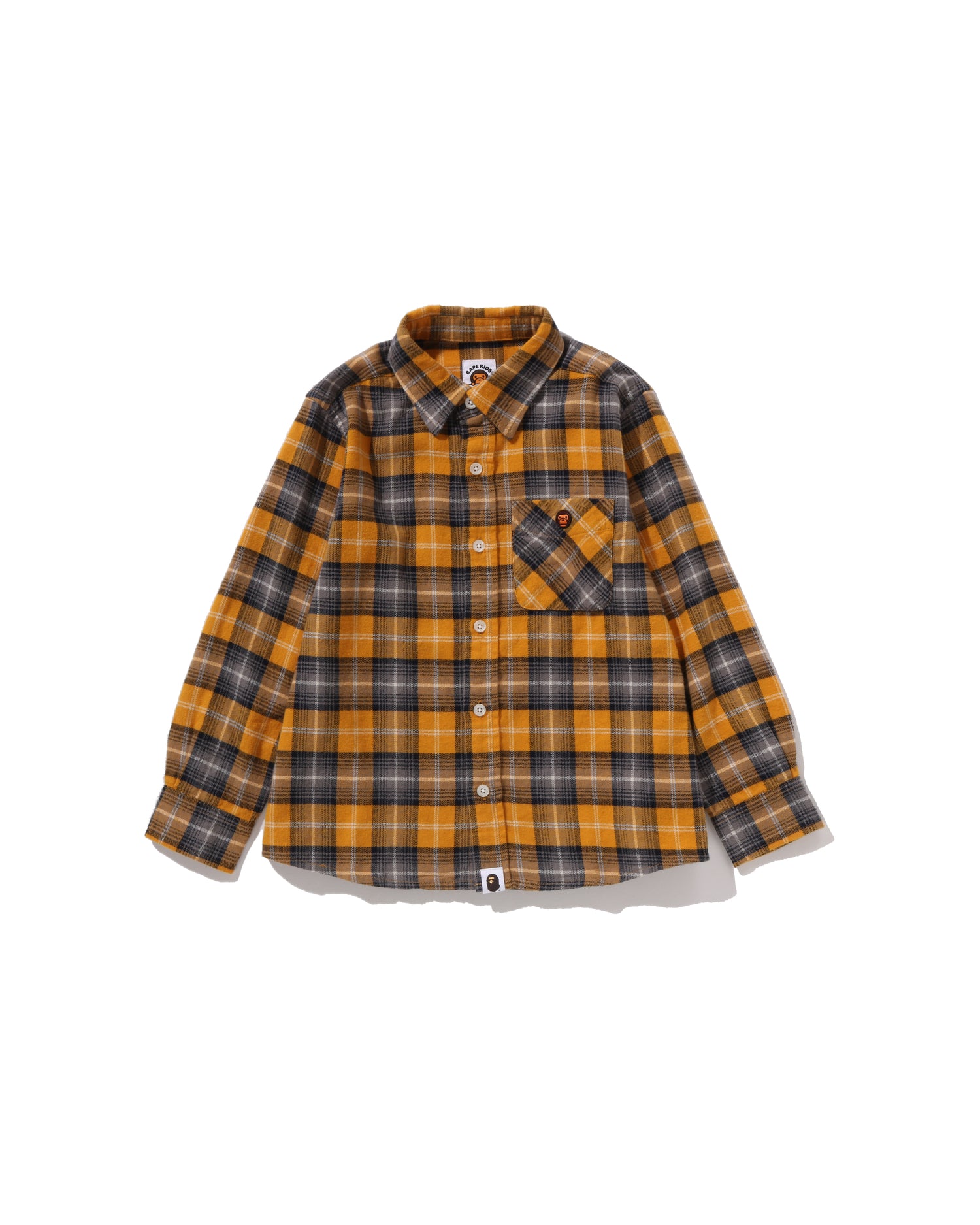 A BATHING APE® Kids Check Baby Milo Embroidery Print Shirt | Bape