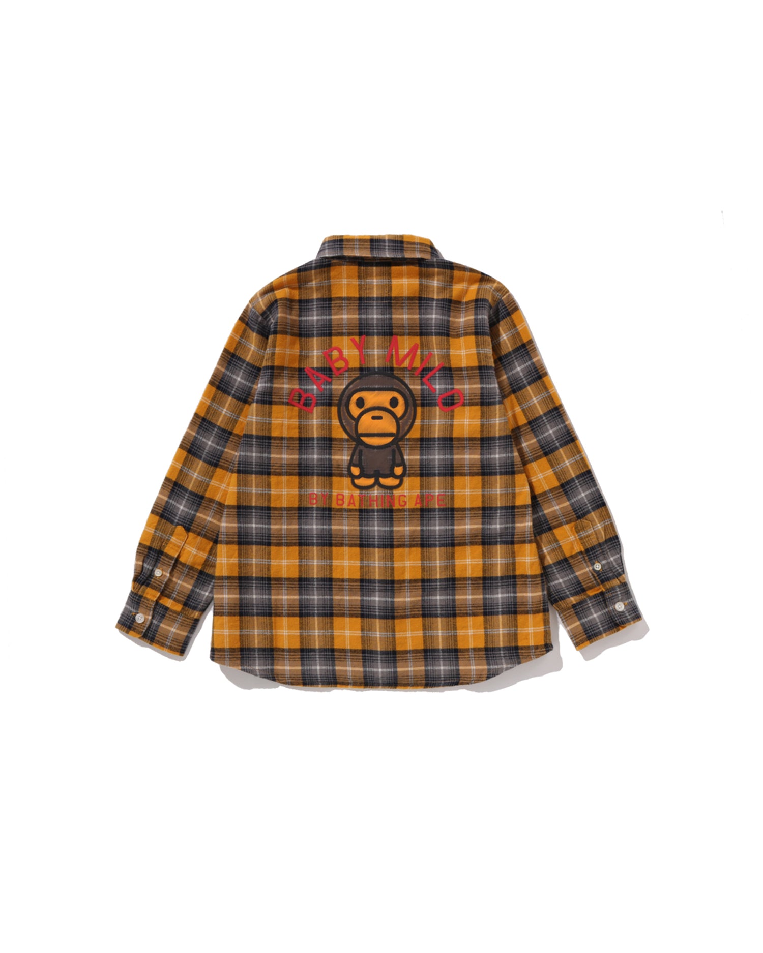 A BATHING APE® Kids Check Baby Milo Embroidery Print Shirt | Bape