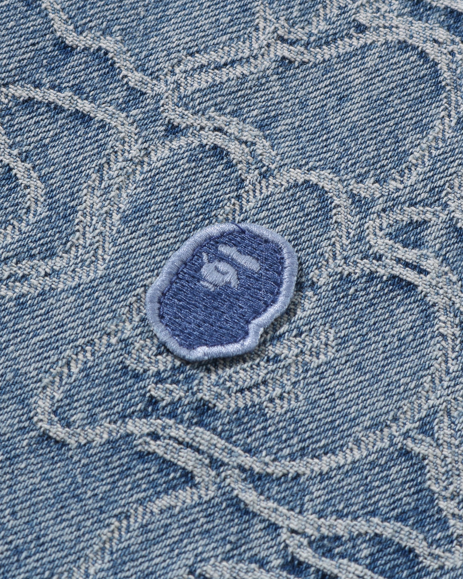 A BATHING APE® One Point Line Camo Jacquard Denim Ls Shirt | Bape
