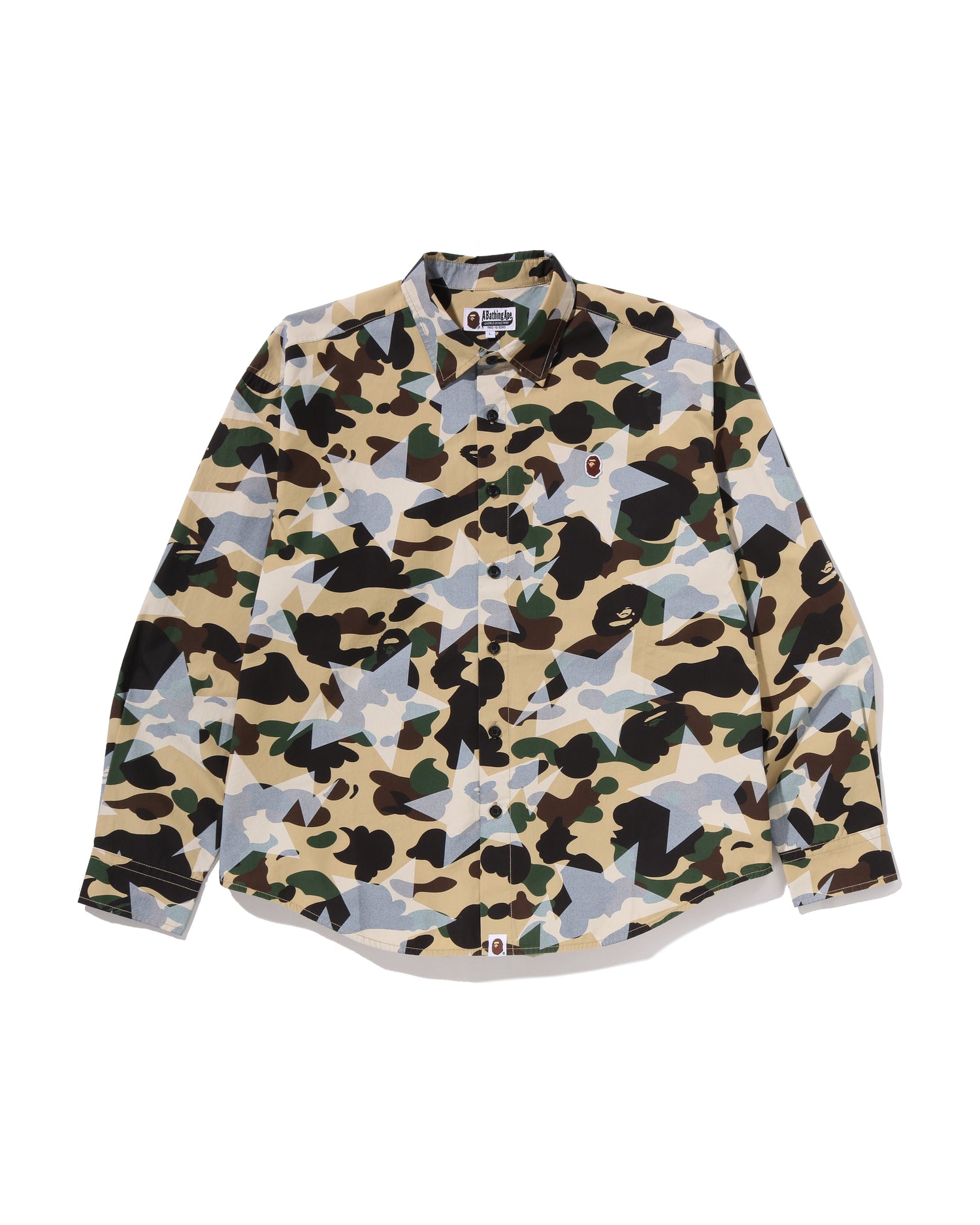 A BATHING APE BAPE STAポロシャツ M A BATHING APE® STA Over Print 1st Camo Poplin Ls Shirt | Bape