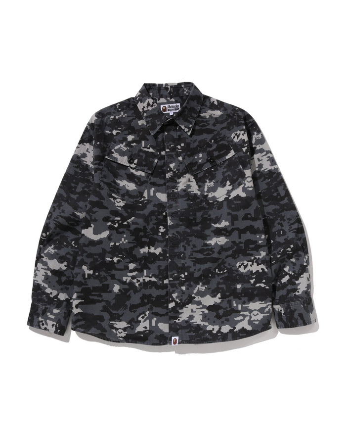 bape camo dress shirt ABC CAMO ONE POINT RELAXED FIT SHIRT MENS