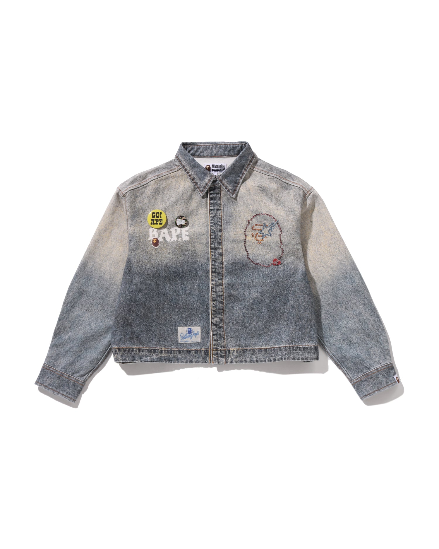 A BATHING APE® Fake Print Mult Logo Denim Cropped Shirt | Bape