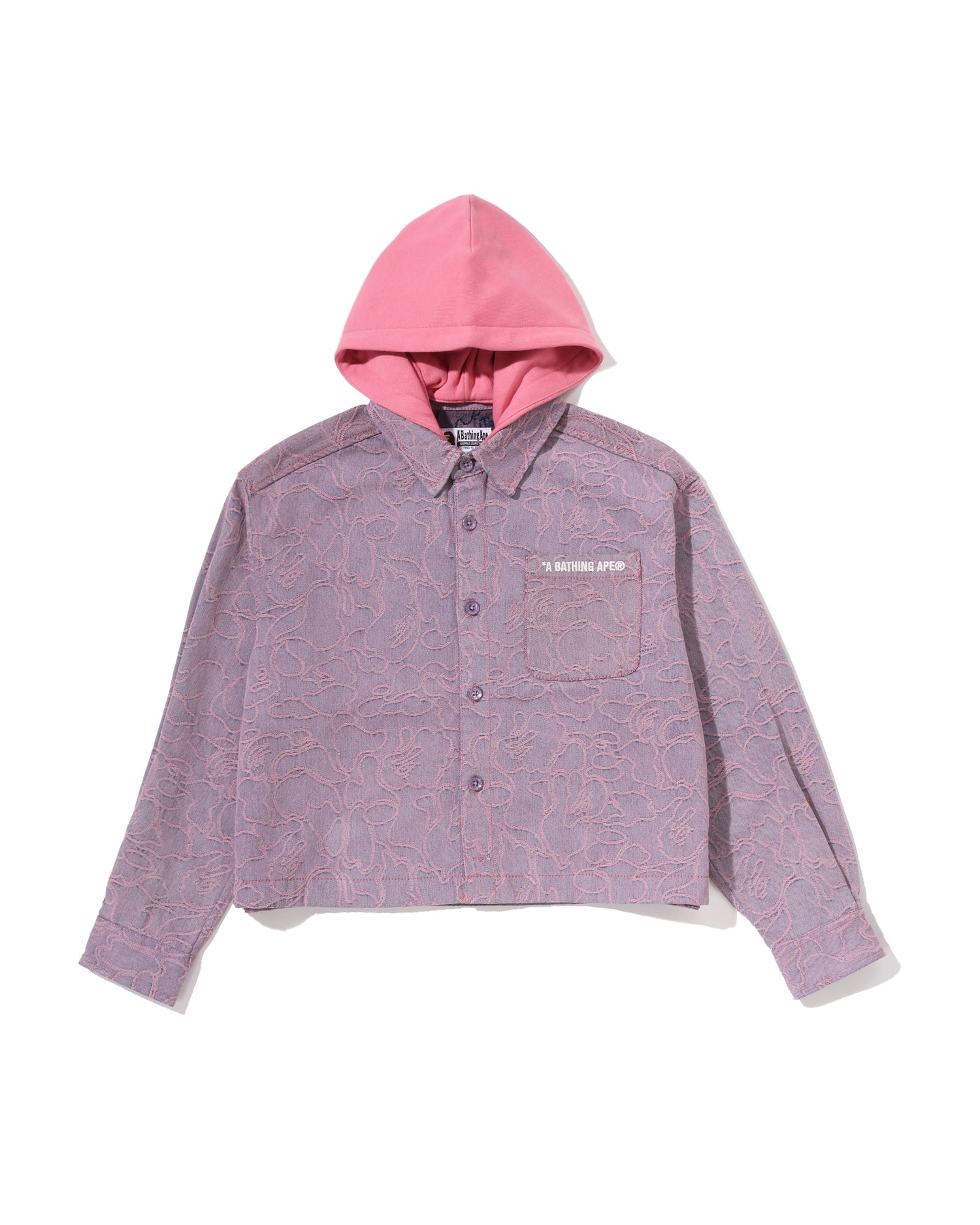 トップス A BATHING APE A BATHING APE® Line Camo Denim Hooded Cropped Shirt | Bape