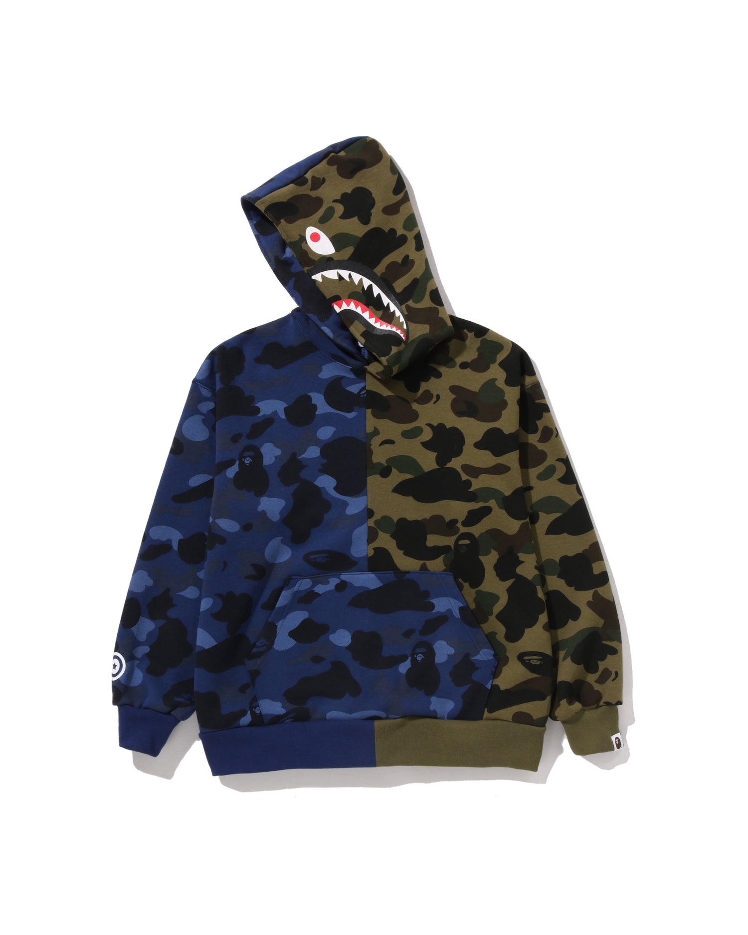 A BATHING APE® Kids Split Camo Shark Relaxed Fit Pullover Hoodie