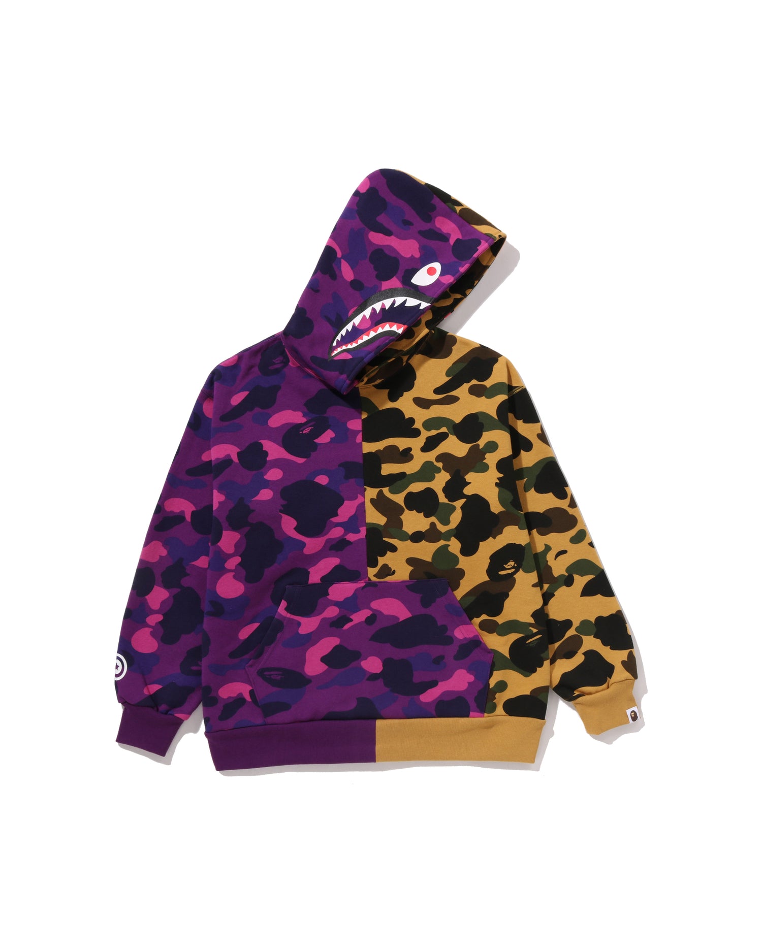 A BATHING APE® Kids Split Camo Shark Relaxed Fit Pullover Hoodie
