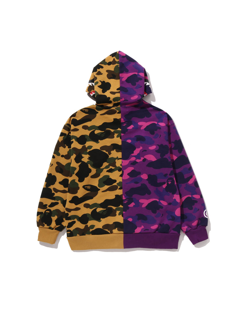 A BATHING APE® Kids Split Camo Shark Relaxed Fit Pullover Hoodie 