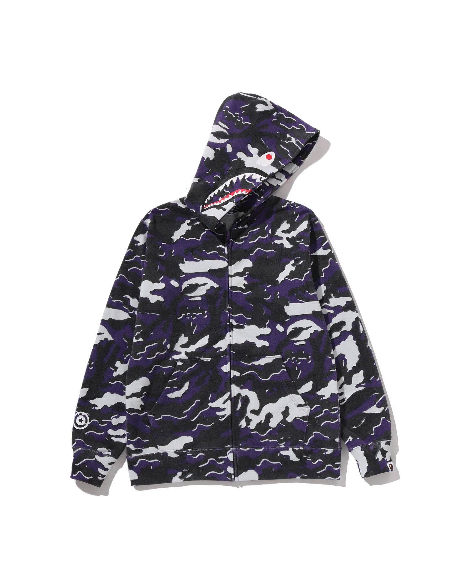 A BATHING APE® Kids Glitch Woodland Camo Shark Zip Hoodie Jr