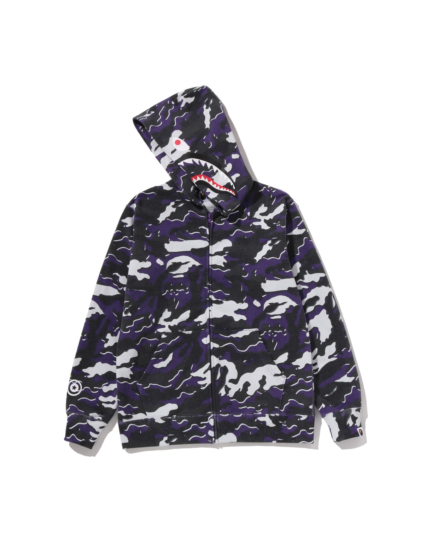 A BATHING APE® Kids Glitch Woodland Camo Shark Zip Hoodie Jr