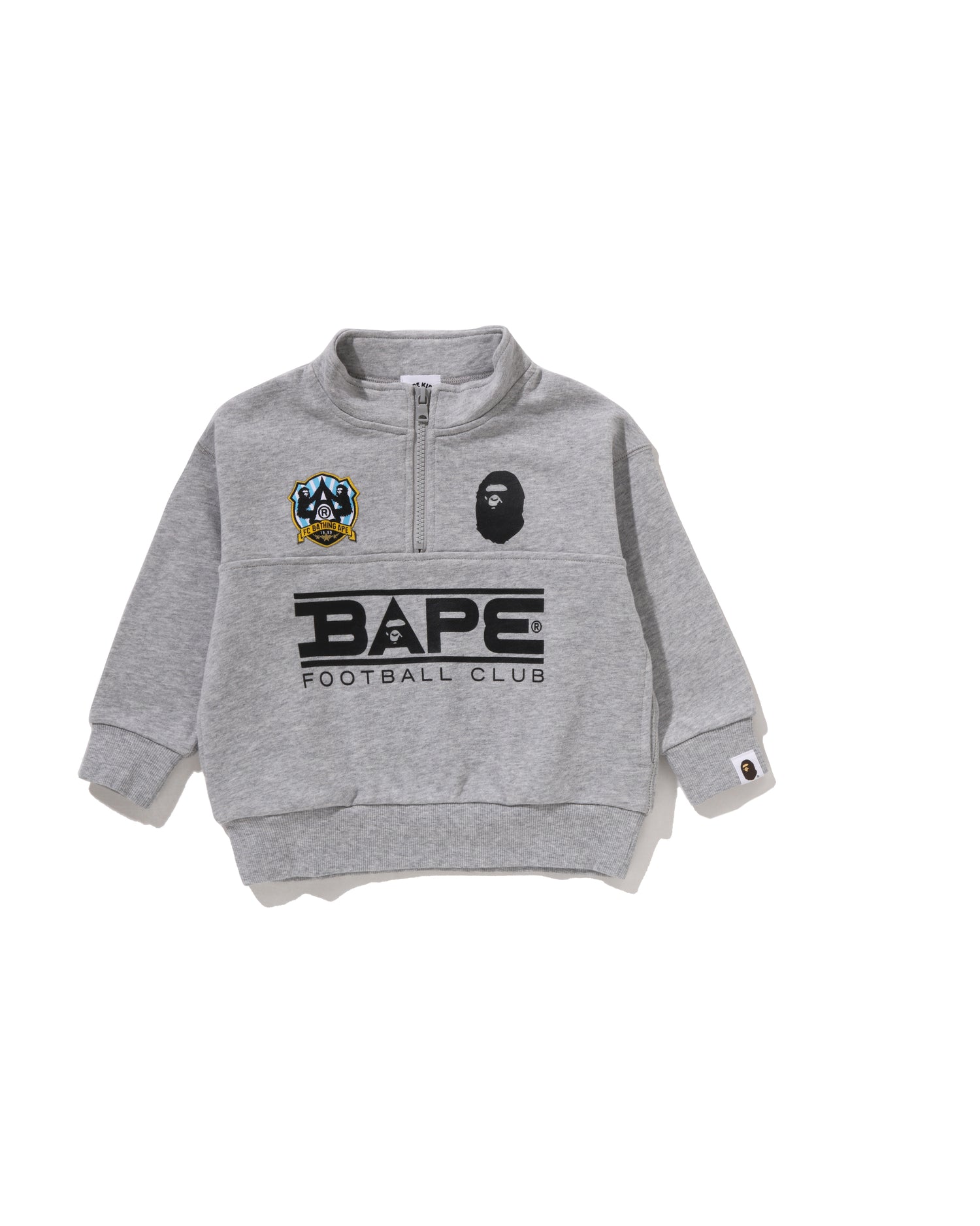 A BATHING APE® Kids BAPE Embroidery Patch Relaxed Fit Half Zip