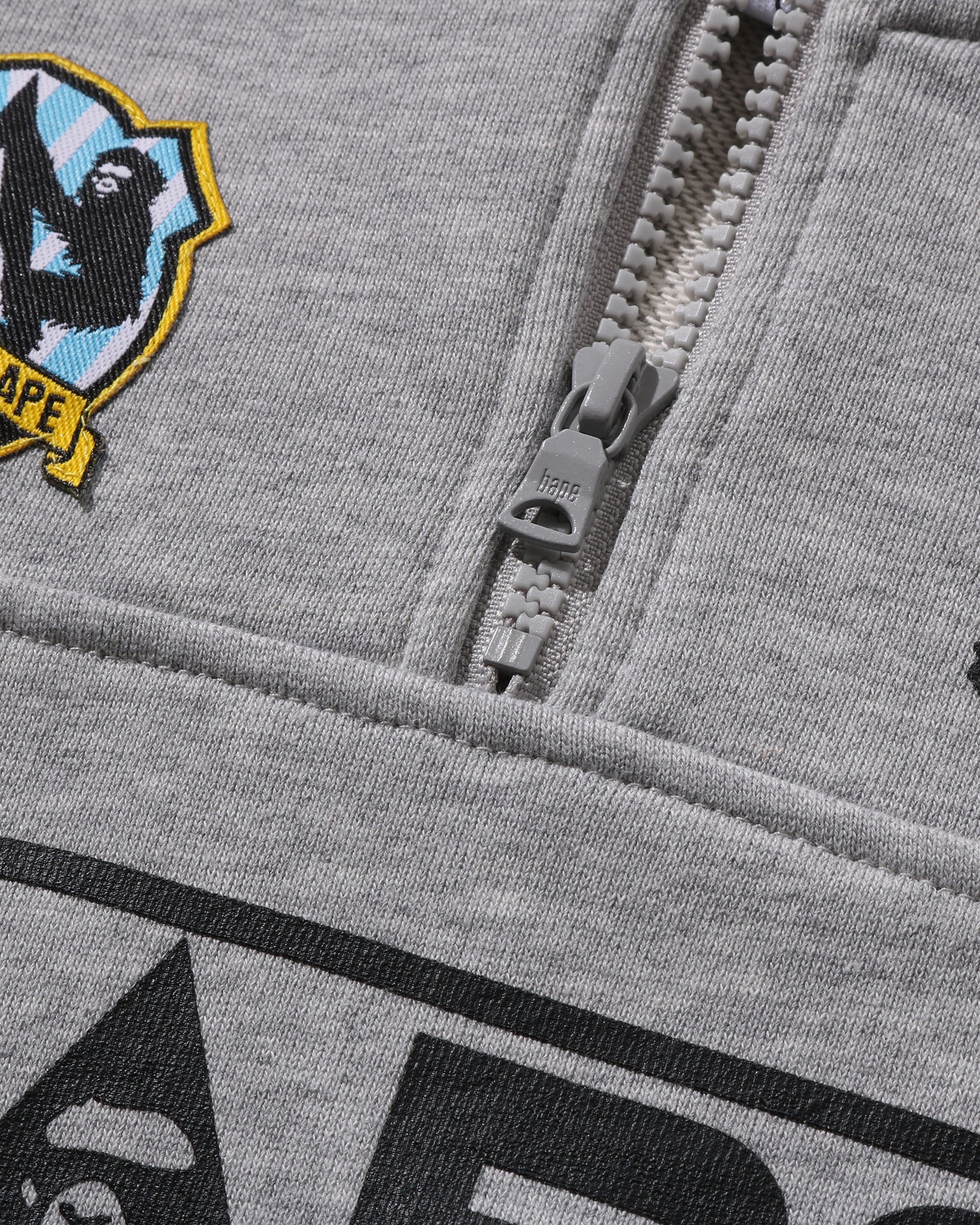 A BATHING APE® Kids BAPE Embroidery Patch Relaxed Fit Half Zip