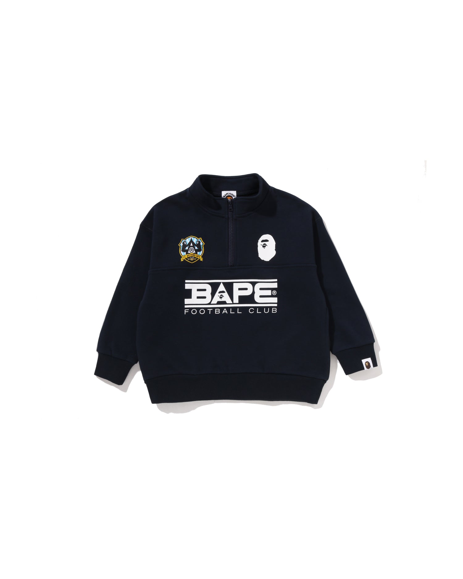 A BATHING APE® Kids BAPE Embroidery Patch Relaxed Fit Half Zip