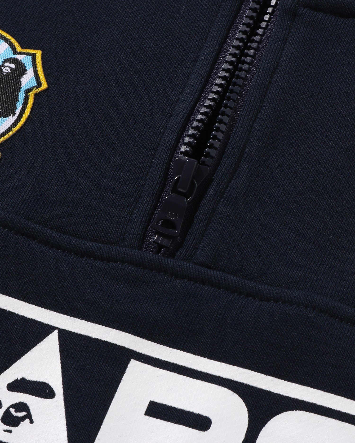 A BATHING APE® Kids BAPE Embroidery Patch Relaxed Fit Half Zip