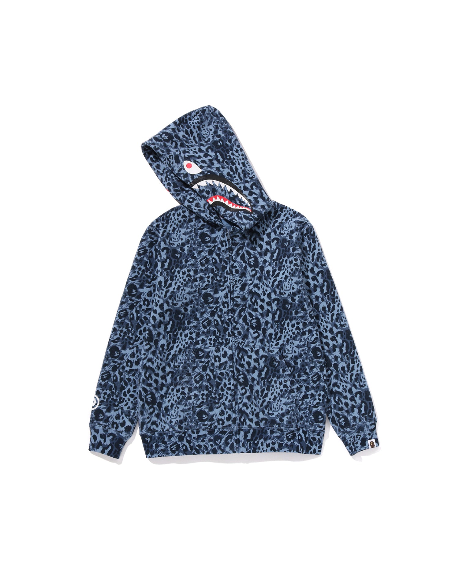 A BATHING APE® Kids Wild Leopard Pattern Shark Zip Hoodie Jr