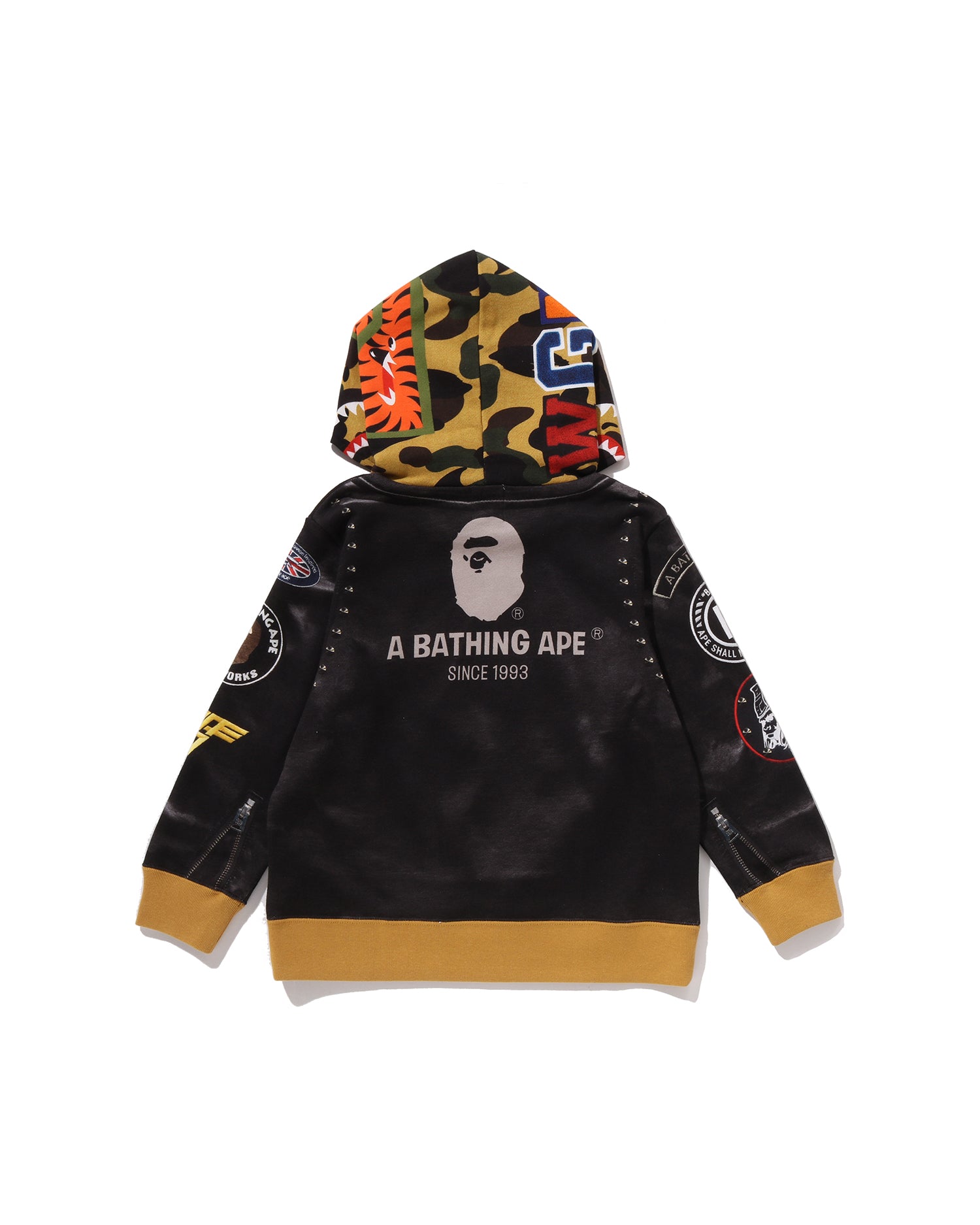 A BATHING APE® Kids Leather Jacket Print Shark Pullover