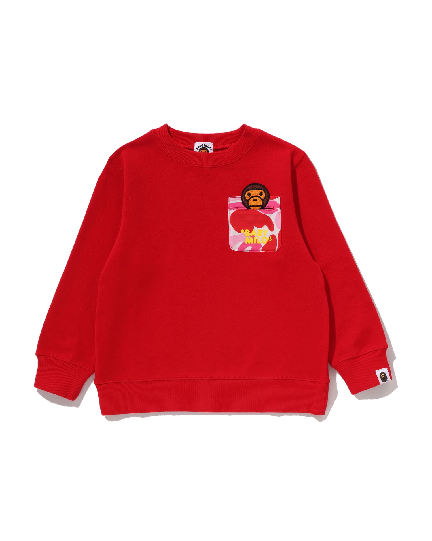A BATHING APE® Kids Abc Camo Pocket Milo Patch Crewneck Sweatshirt
