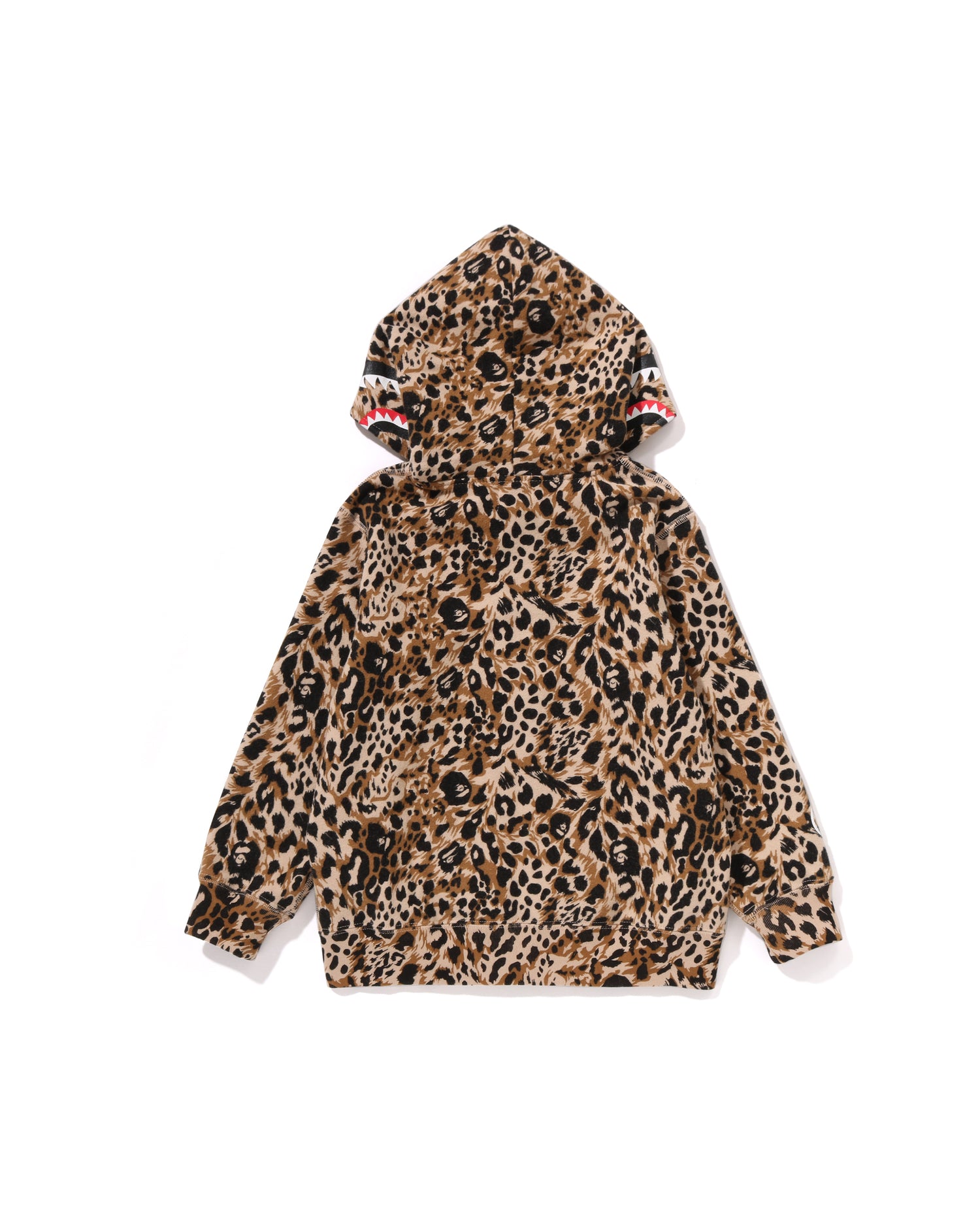 A BATHING APE® Kids Wild Leopard Pattern Shark Zip Hoodie