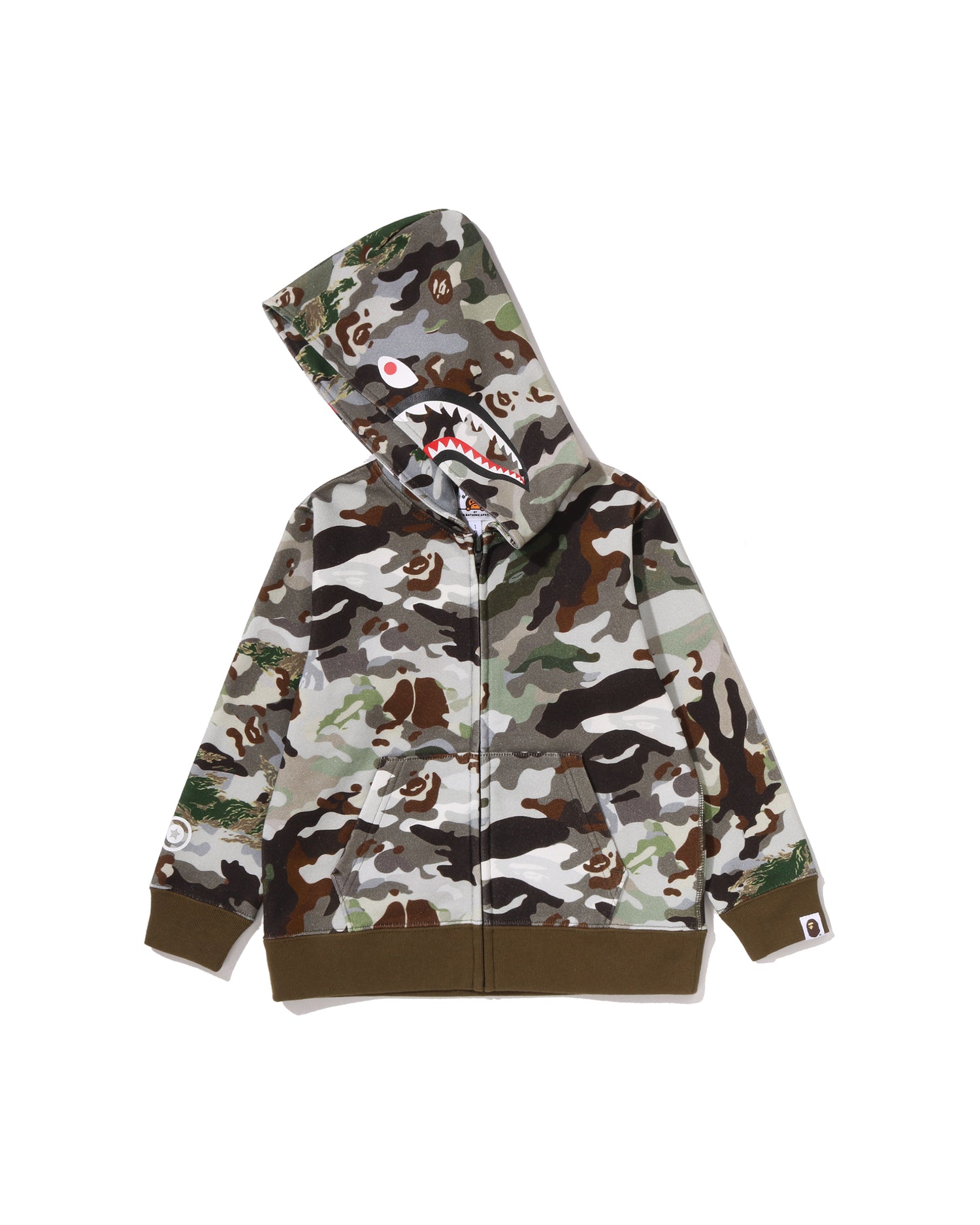 A BATHING APE® Kids Hybrid Camo Shark Zip Hoodie | Bape official