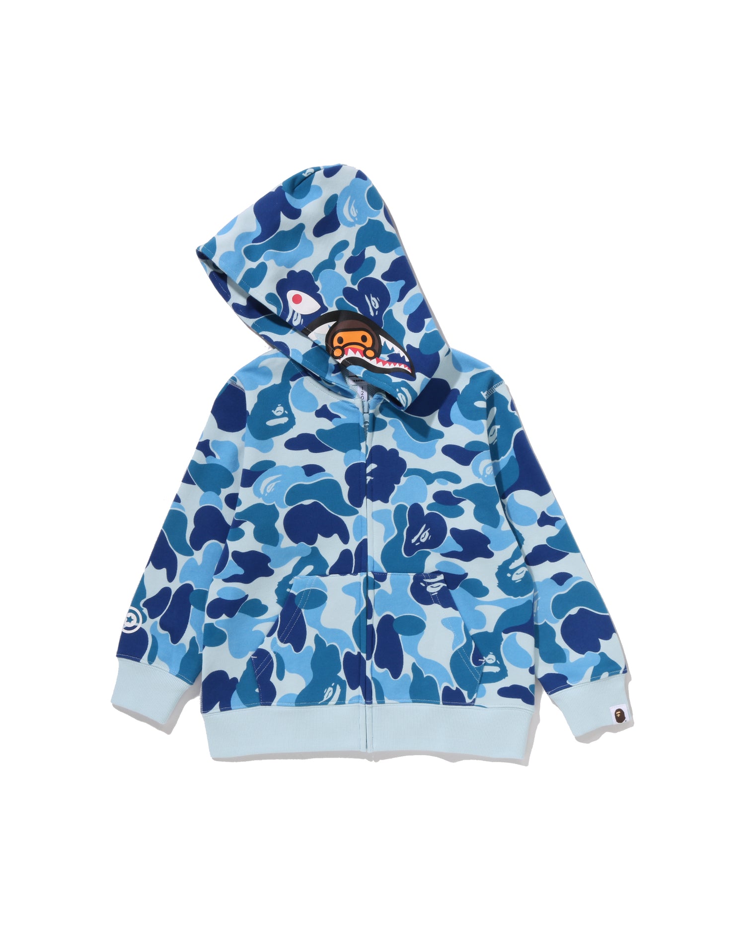 A BATHING APE® Kids Abc Camo Milo Shark Zip Hoodie | Bape official