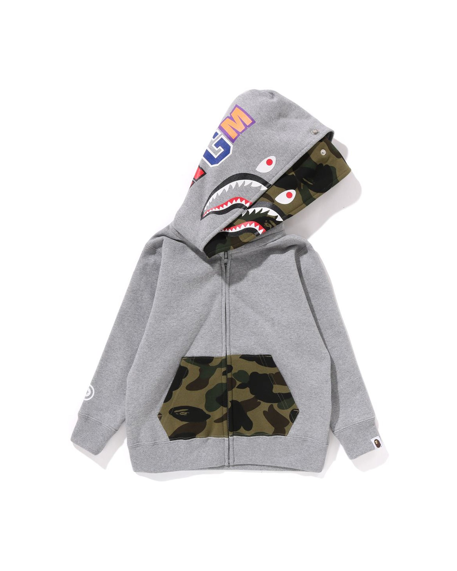 A BATHING APE® Kids 1st Camo Shark Zip Double Hoodie | Bape