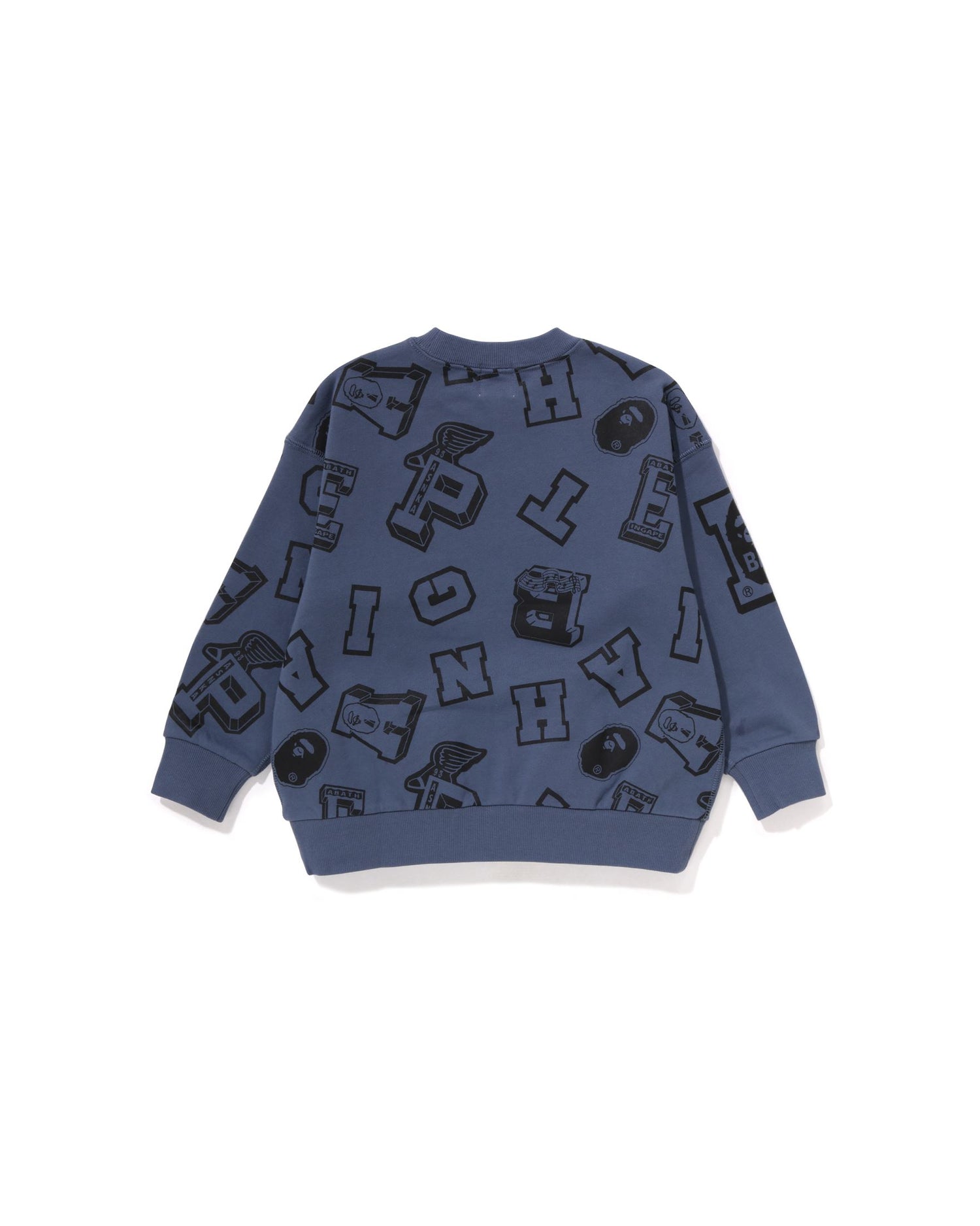 A BATHING APE® Kids College Logo Pattern Loose Fit Crewneck | Bape
