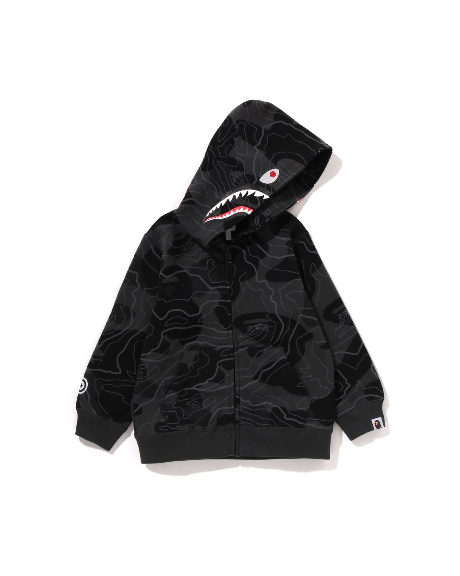 A BATHING APE Kids Layered Line Camo Shark Zip Hoodie Bape official website INT.BAPE.COM