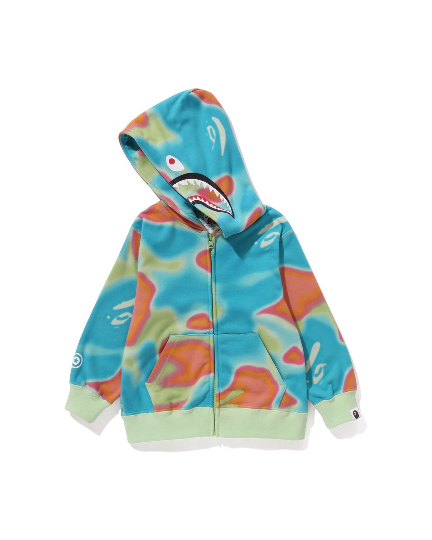 A BATHING APE® Kids Liquid Camo Shark Zip Hoodie | Bape