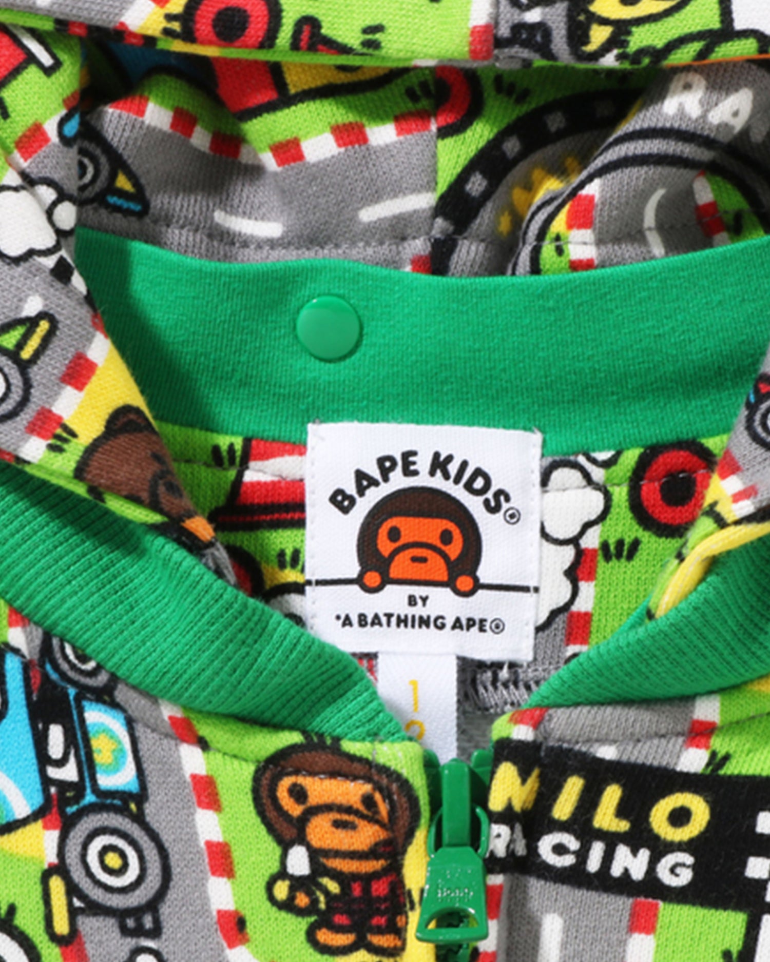 A BATHING APE® Baby Milo Racing 2Way Zip Hoodie | Bape