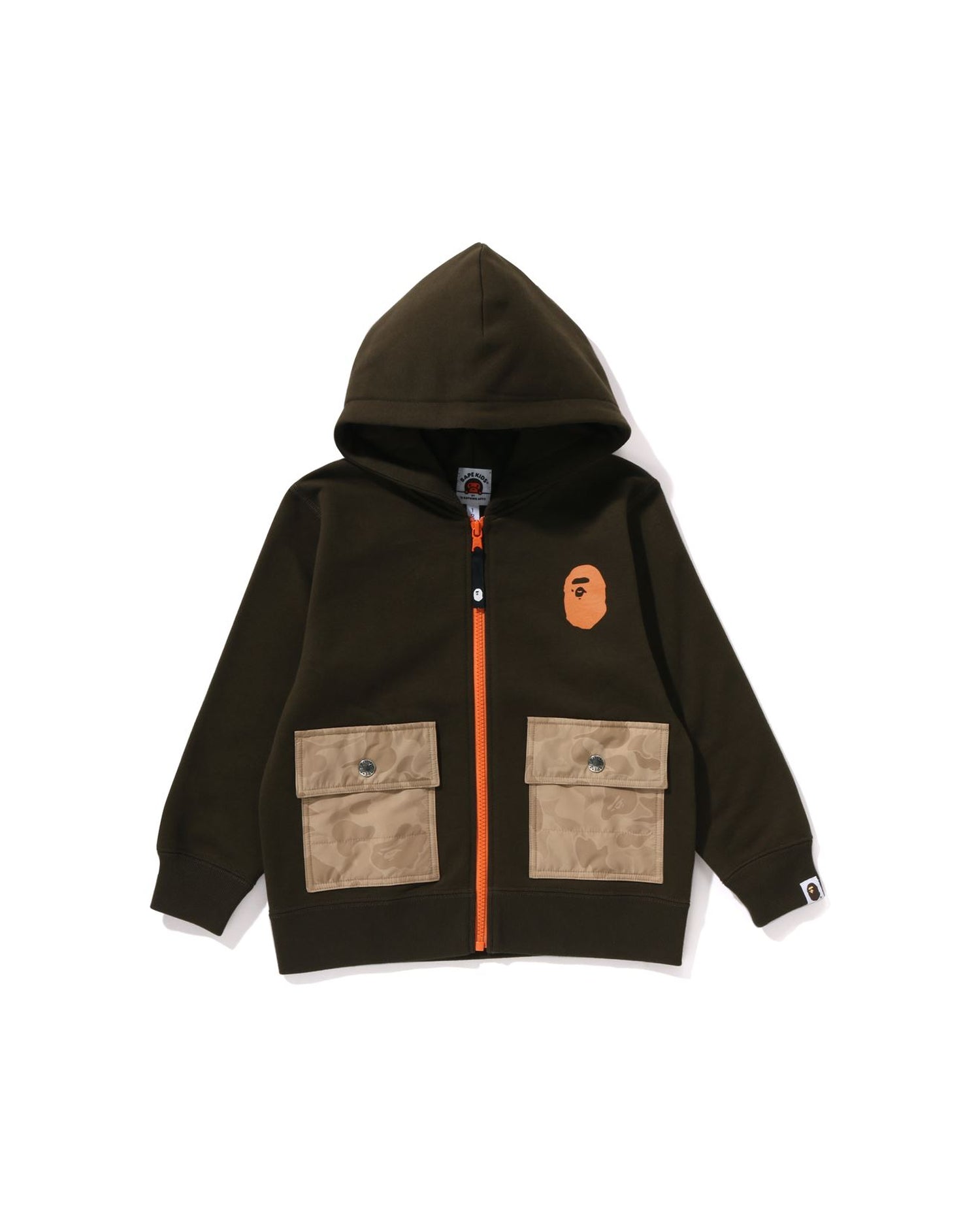 A BATHING APE® Kids Solid Camo Back Print Zip Hoodie | Bape