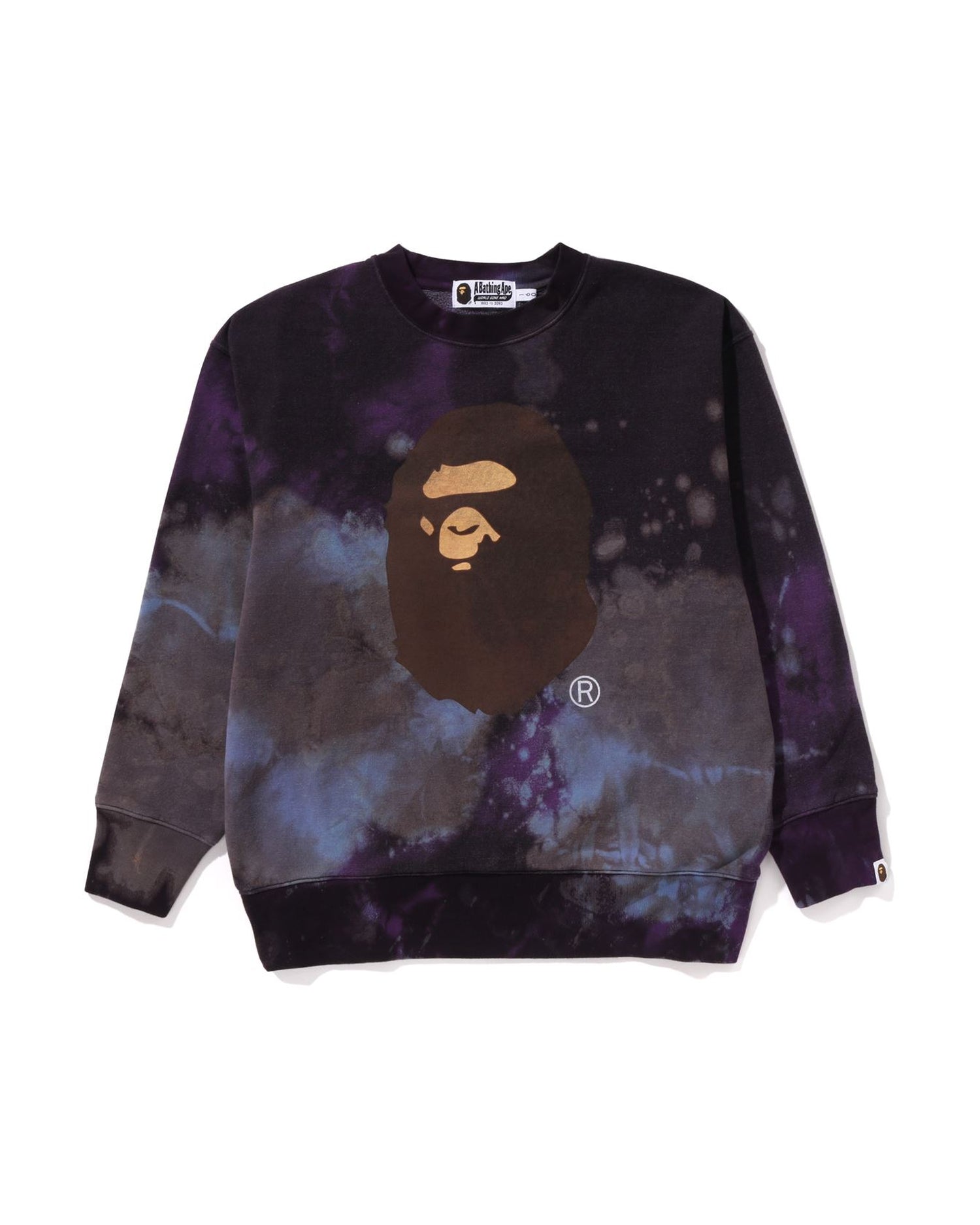 A BATHING APE® Kids Tie Dye Ape Head Relaxed Fit Crewneck