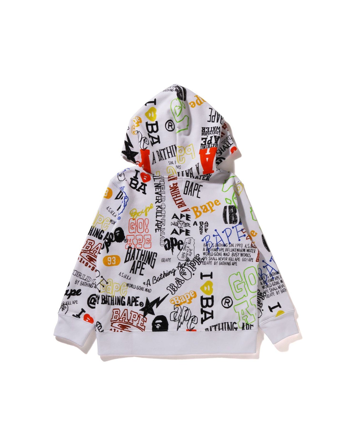 A BATHING APE Kids Hand Draw Pattern Zip Hoodie Bape official website INT.BAPE.COM