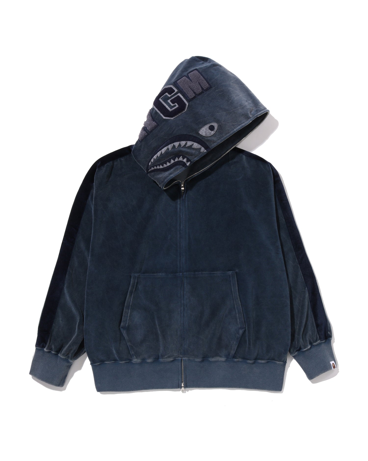 A BATHING APE® Snow Wash Shark Relaxed Fit Full Zip Hoodie | Bape