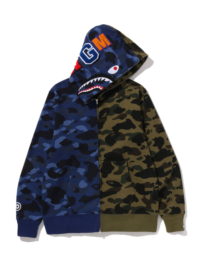 A BATHING APE® Split Camo Shark Full Zip Hoodie | Bape official 