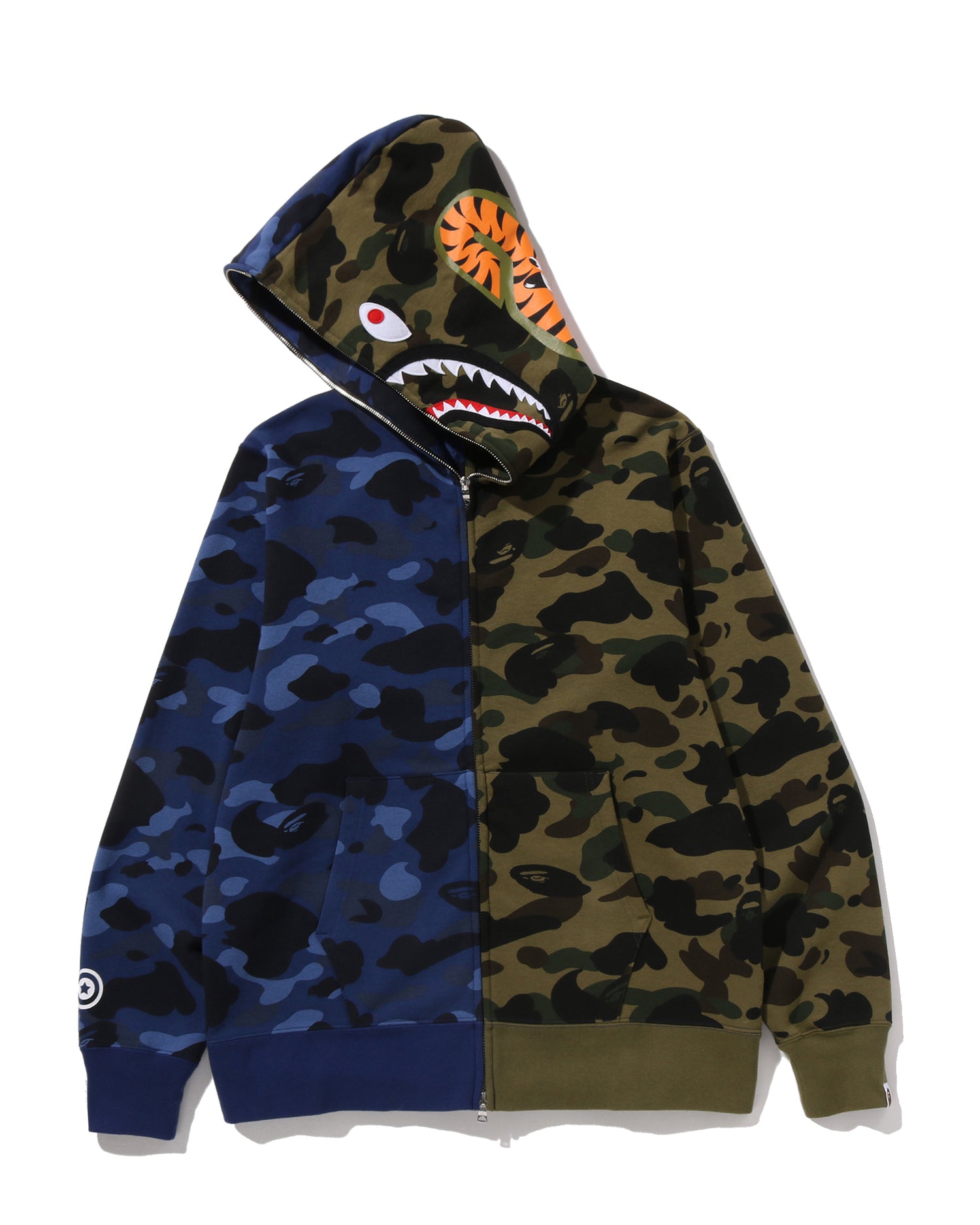 A BATHING APE® Split Camo Shark Full Zip Hoodie | Bape official A BATHING APE® Split Camo Shark Full Zip Hoodie | Bape official